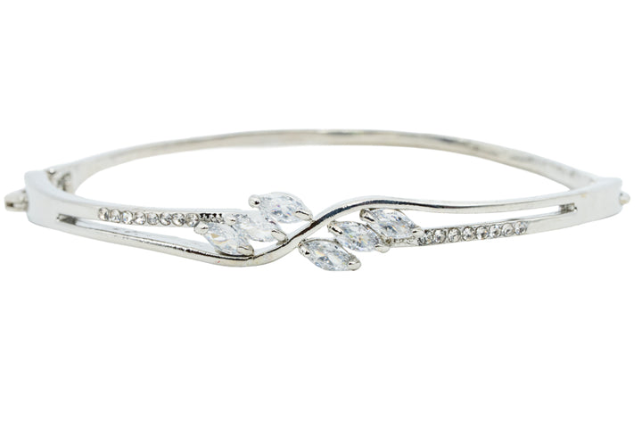Regina Elegant silver-tone crystal twist bangle bracelet