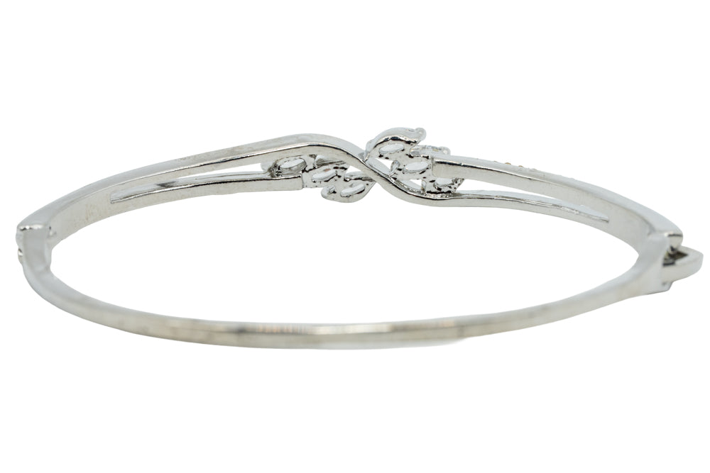 Regina Elegant silver-tone crystal twist bangle bracelet