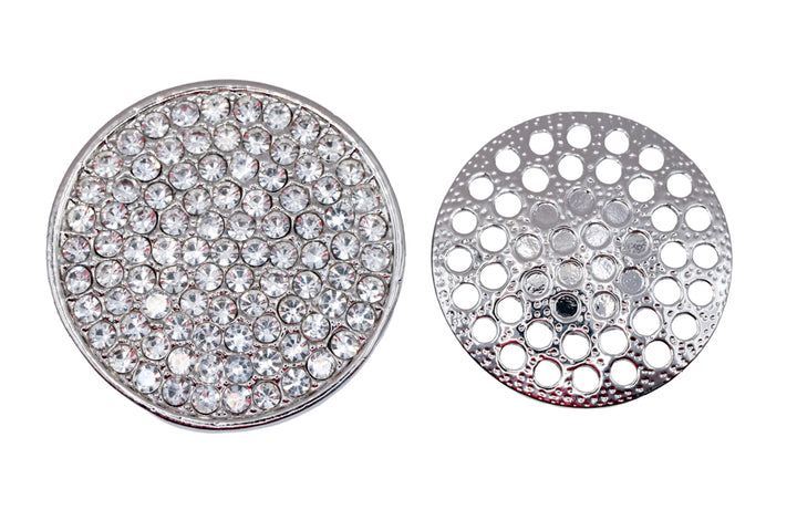 Shauna Silver Diamante Circle Magnetic Brooch Pin