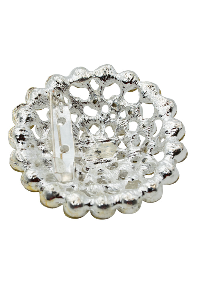 Anna Silver Diamante Brooch