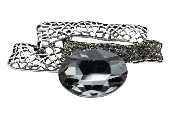 Milo Silver Mesh Crystal Brooch