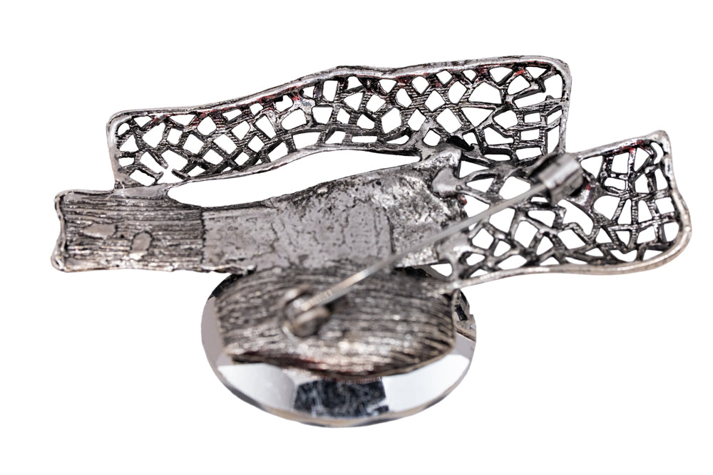 Milo Silver Mesh Crystal Brooch