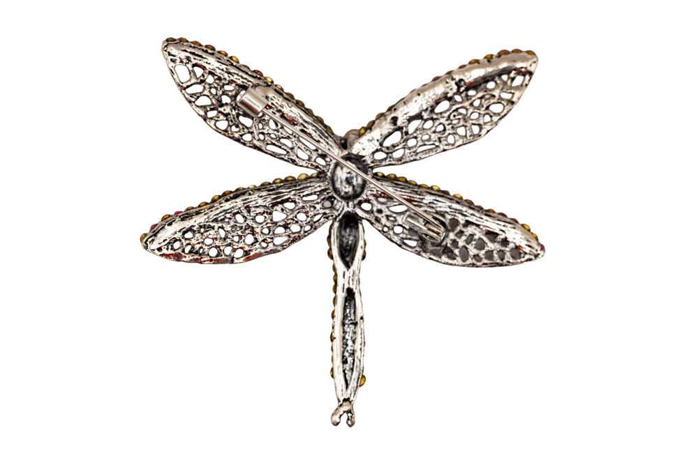 Mia Pink Crystal Dragonfly Brooch Pin