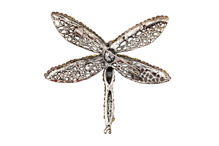 Mia Pink Crystal Dragonfly Brooch Pin