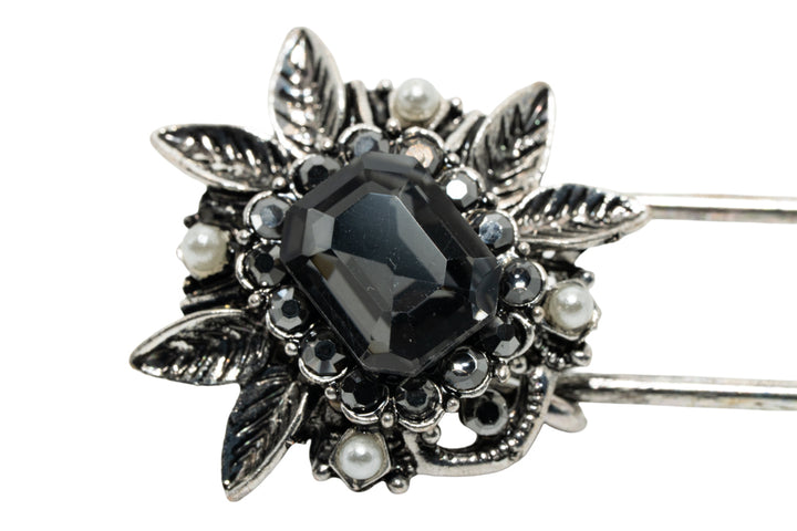 Amanda Hematite-toned Safety Pin Brooch