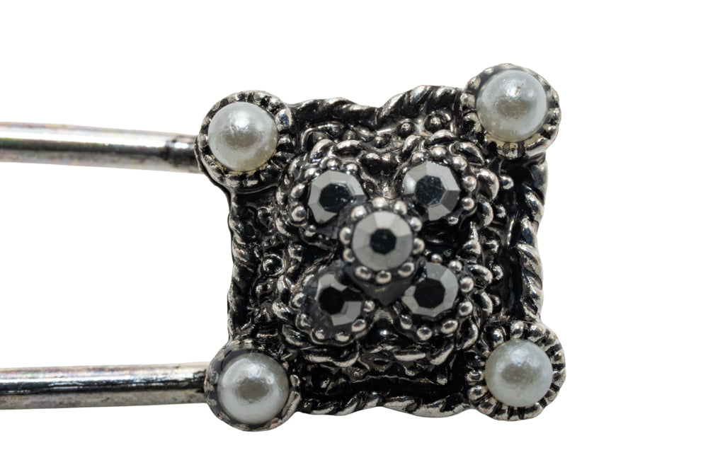 Amanda Hematite-toned Safety Pin Brooch