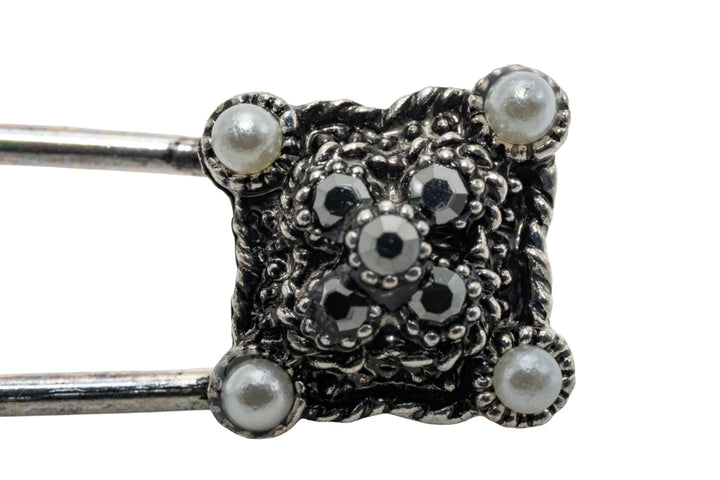 Amanda Hematite-toned Safety Pin Brooch