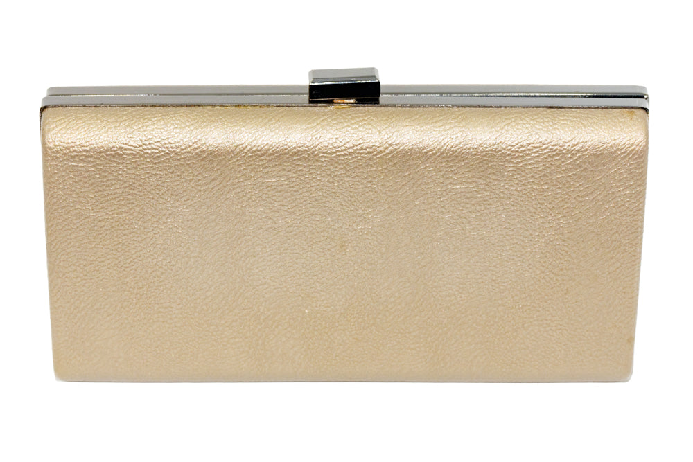 Trina Gold Box Clutch Handbag with Strap