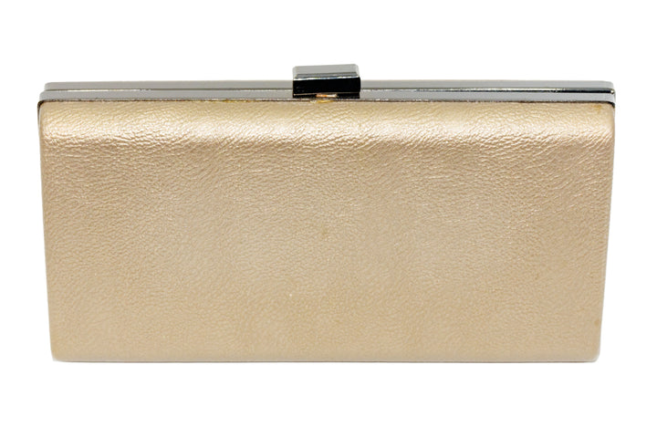 Trina Gold Box Clutch Handbag with Strap