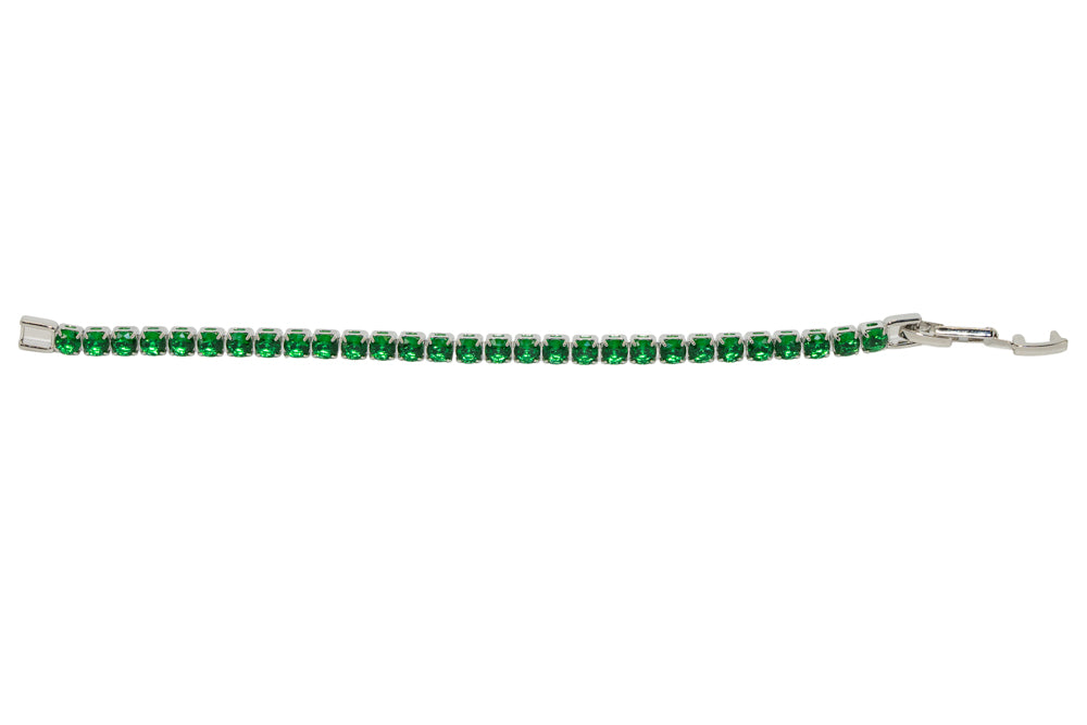 Sasha  Emerald Green Silver Tennis Bracelet