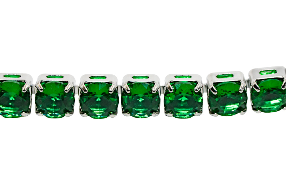 Sasha  Emerald Green Silver Tennis Bracelet