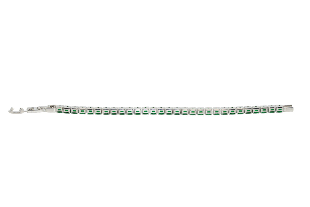 Sasha  Emerald Green Silver Tennis Bracelet