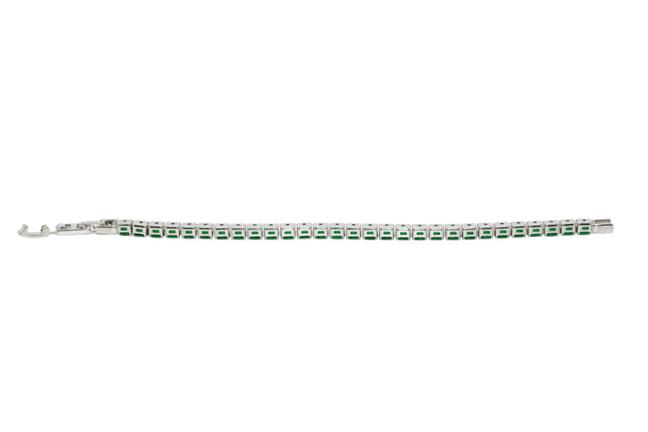Sasha  Emerald Green Silver Tennis Bracelet