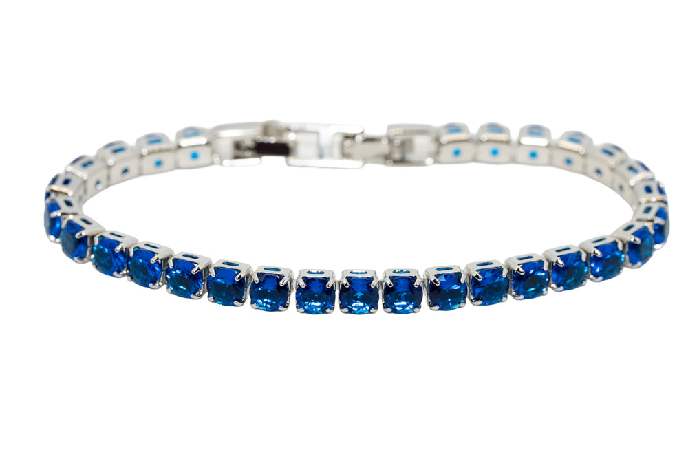 Sasha  Blue Saphire Silver Tennis Bracelet