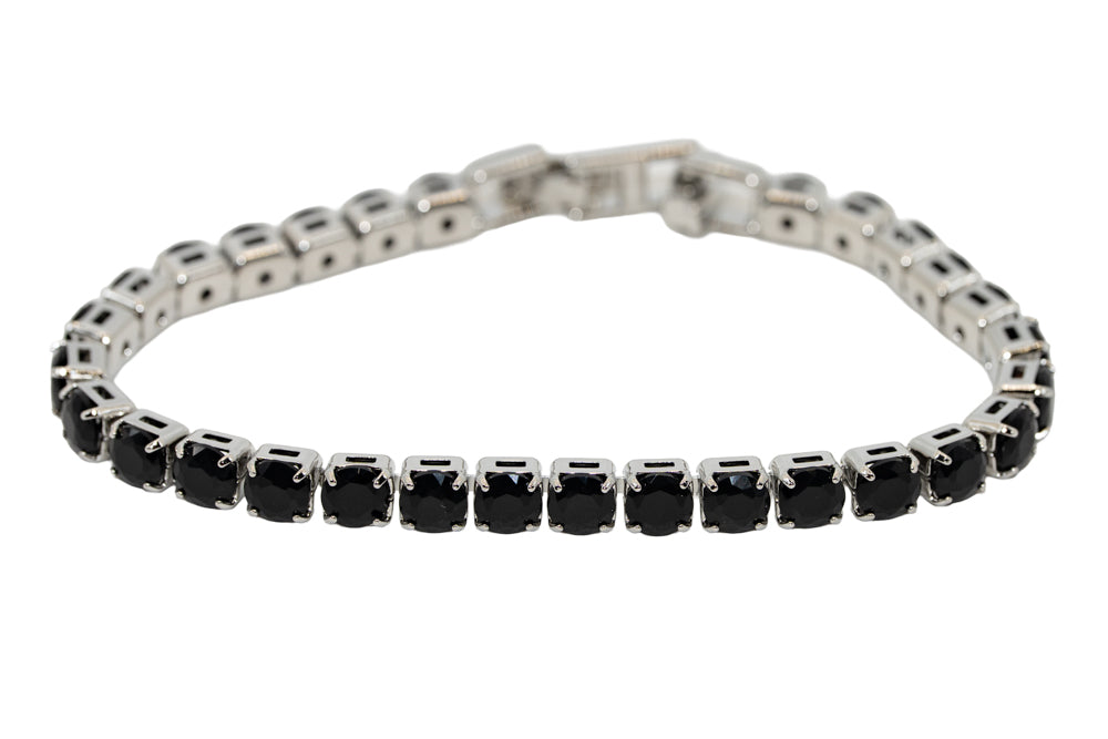 Sasha  Black Silver Tennis Bracelet