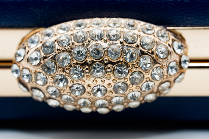 Tasha Bag – French Navy with Diamante Oval Clasp