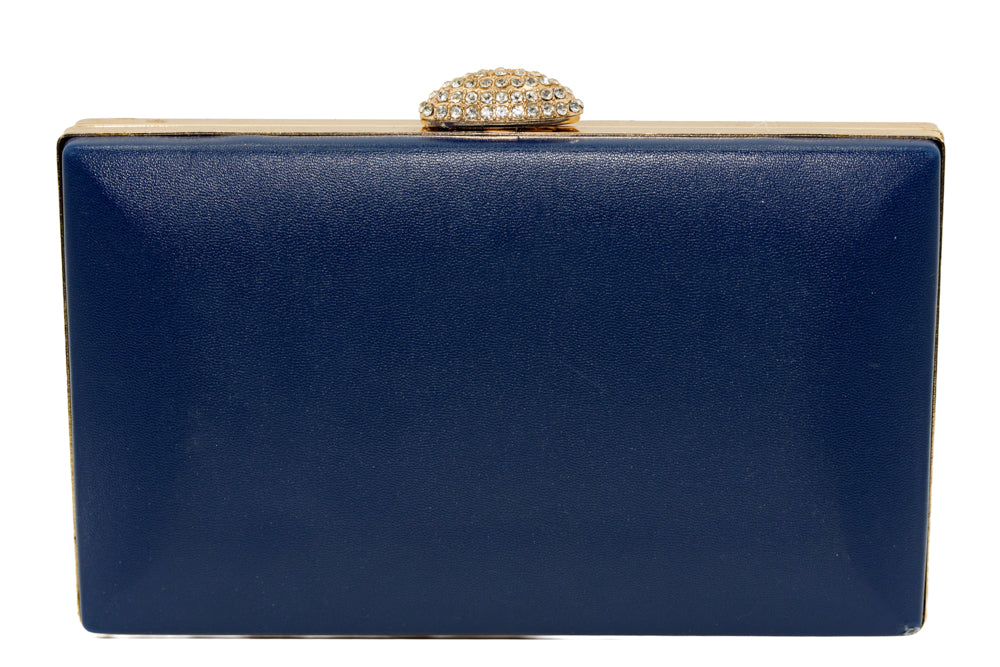 Tasha Bag – French Navy with Diamante Oval Clasp