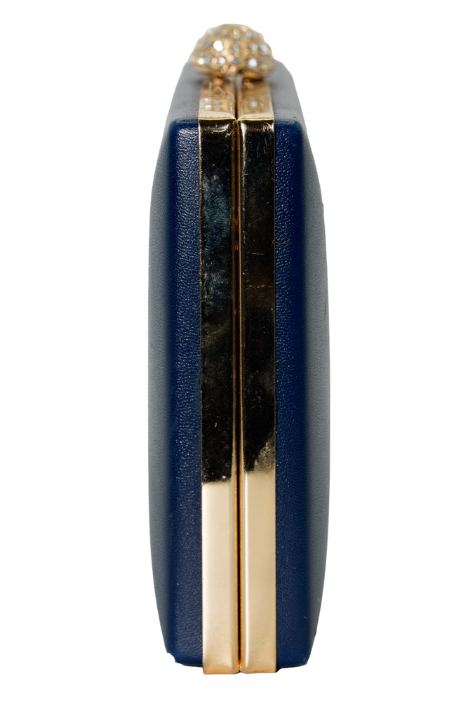 Tasha Bag – French Navy with Diamante Oval Clasp