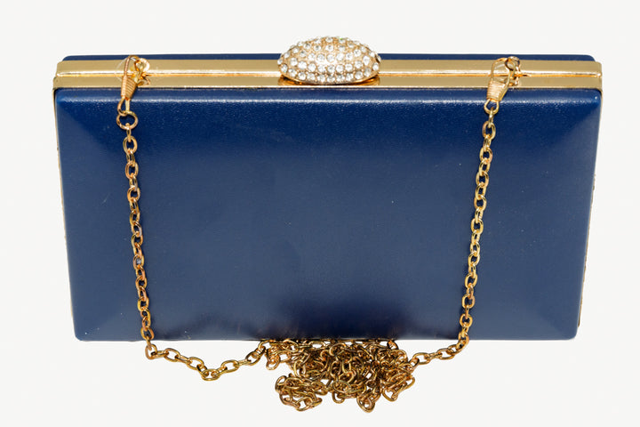 Tasha Bag – French Navy with Diamante Oval Clasp