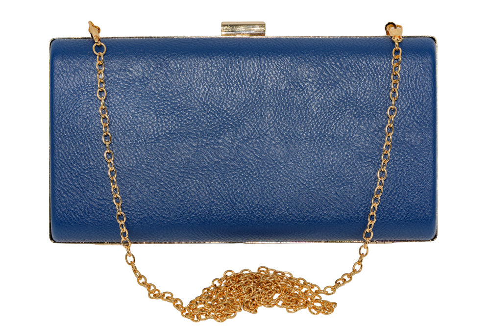 Trina Handbag – French Navy with Gold Clasp