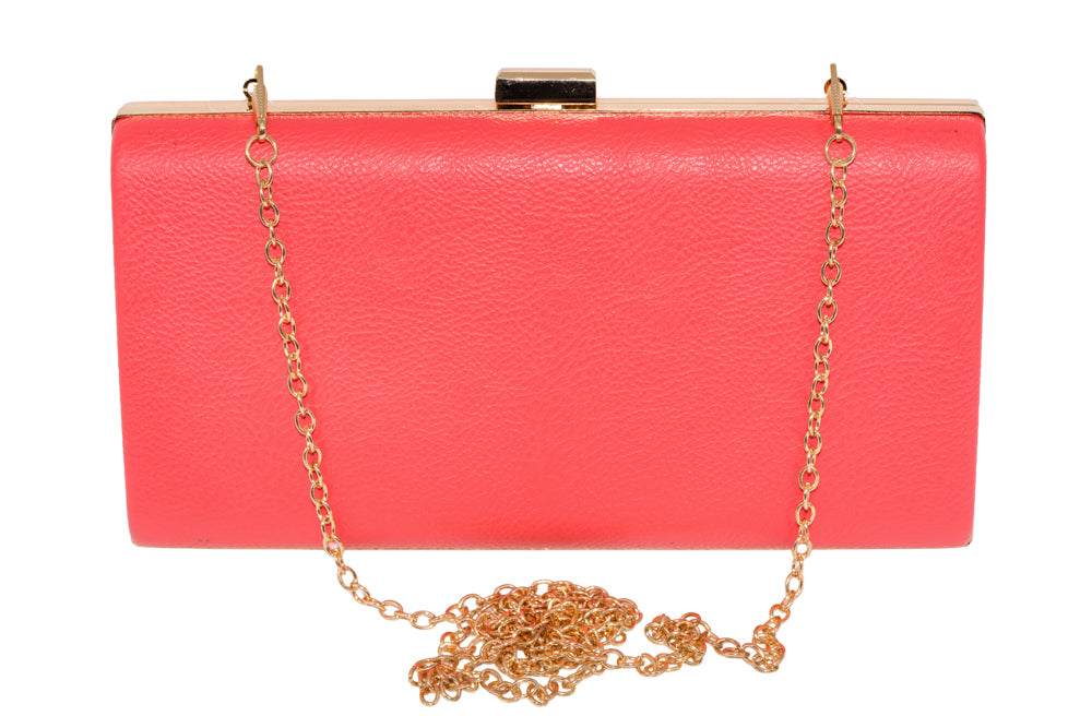 Trina Handbag – Coral with Gold-Tone Clasp
