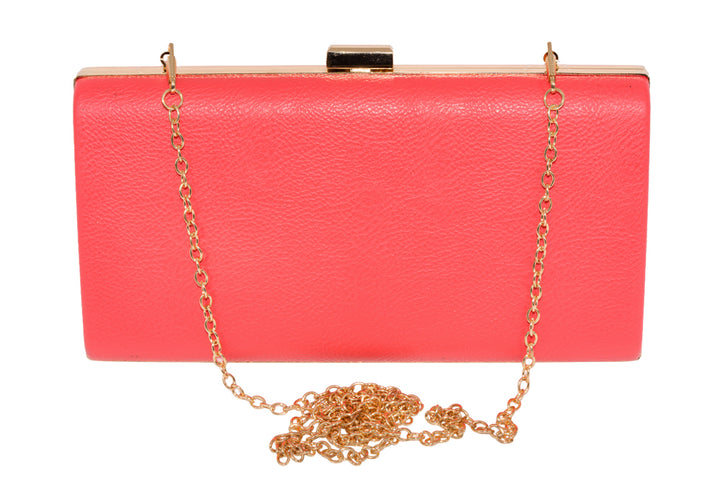 Trina Handbag – Coral with Gold-Tone Clasp