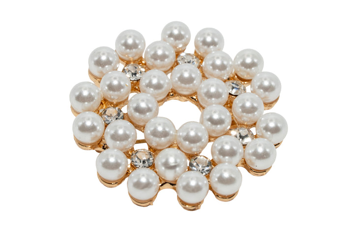 Jackie Pearl & Crystal Spiral Brooch