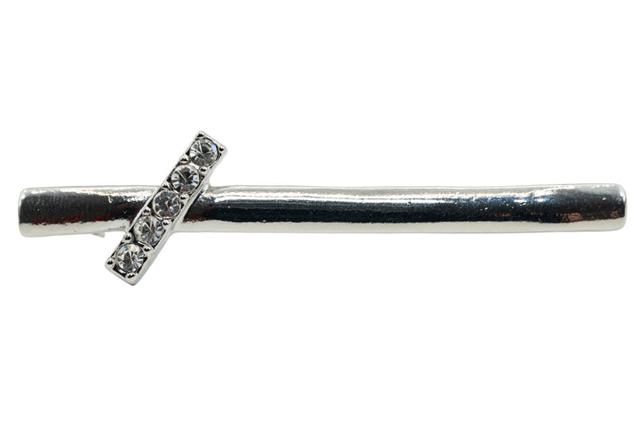 Barbara Silver Tone Crystal Accent Bar Brooch Pin