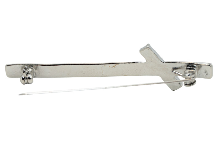Barbara Silver Tone Crystal Accent Bar Brooch Pin