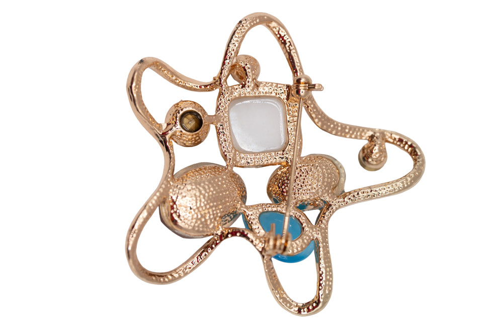 Virginia Gold Tone Abstract Crystal Flower Brooch Pin