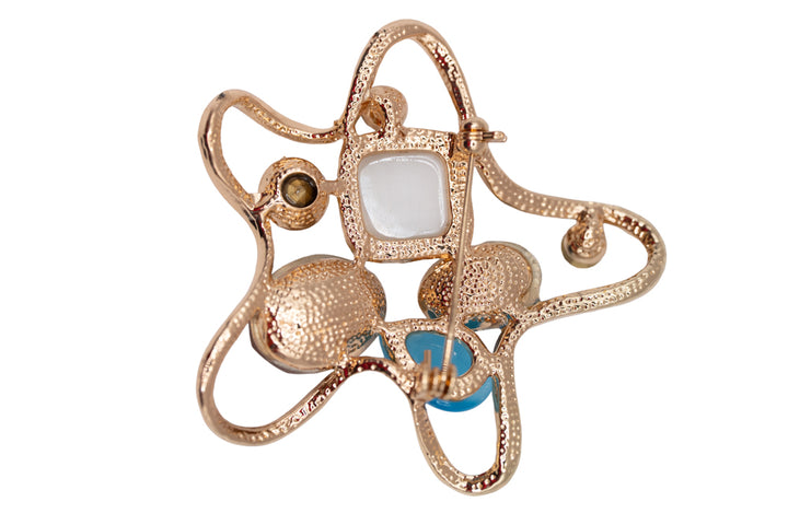 Virginia Gold Tone Abstract Crystal Flower Brooch Pin