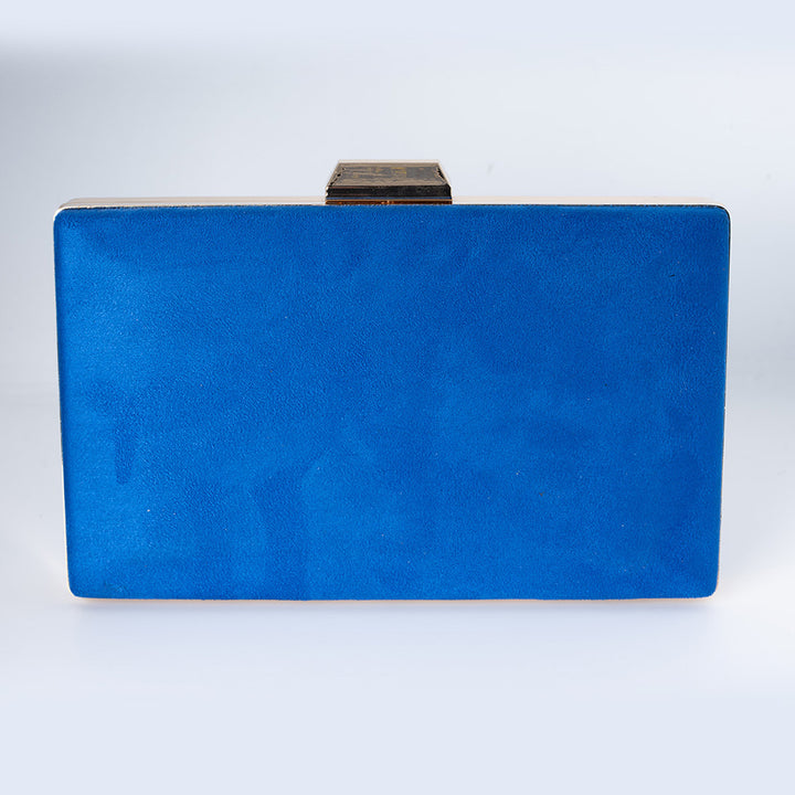 Cobalt Blue Suede Clutch Handbag