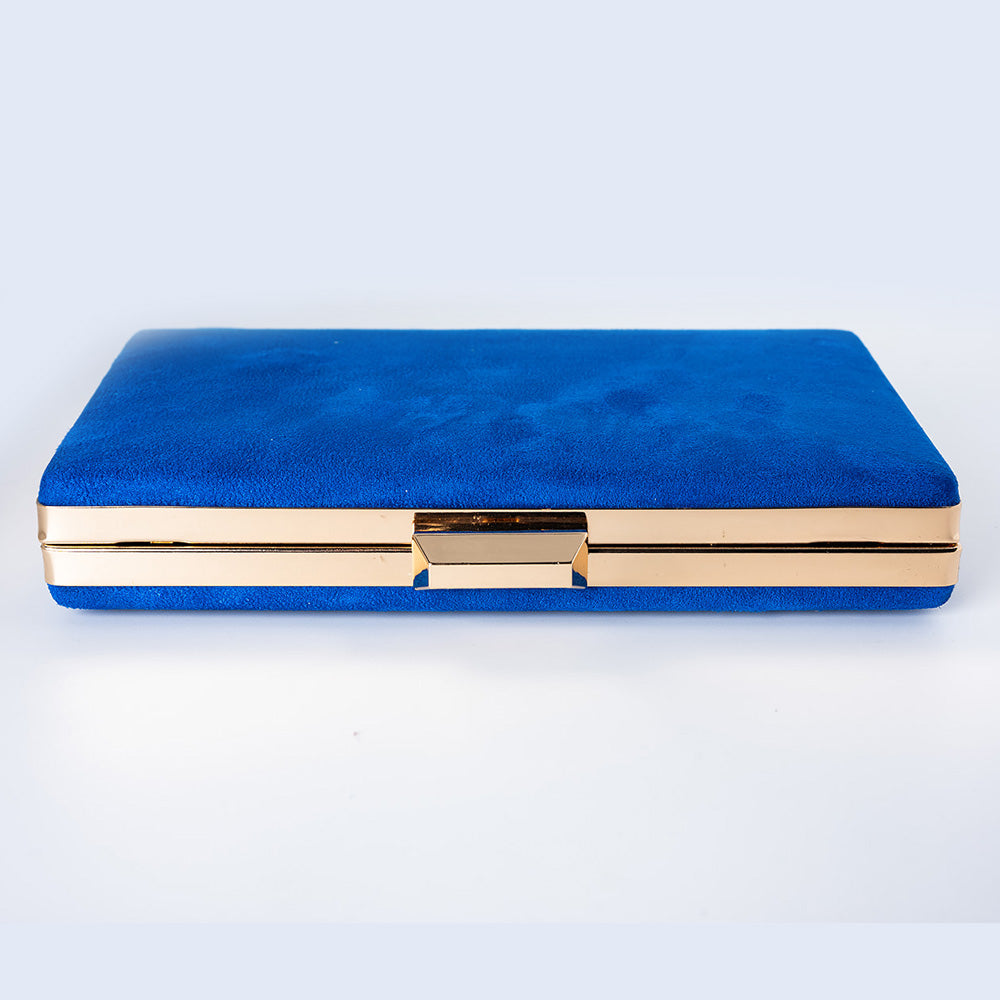 Cobalt Blue Suede Clutch Handbag