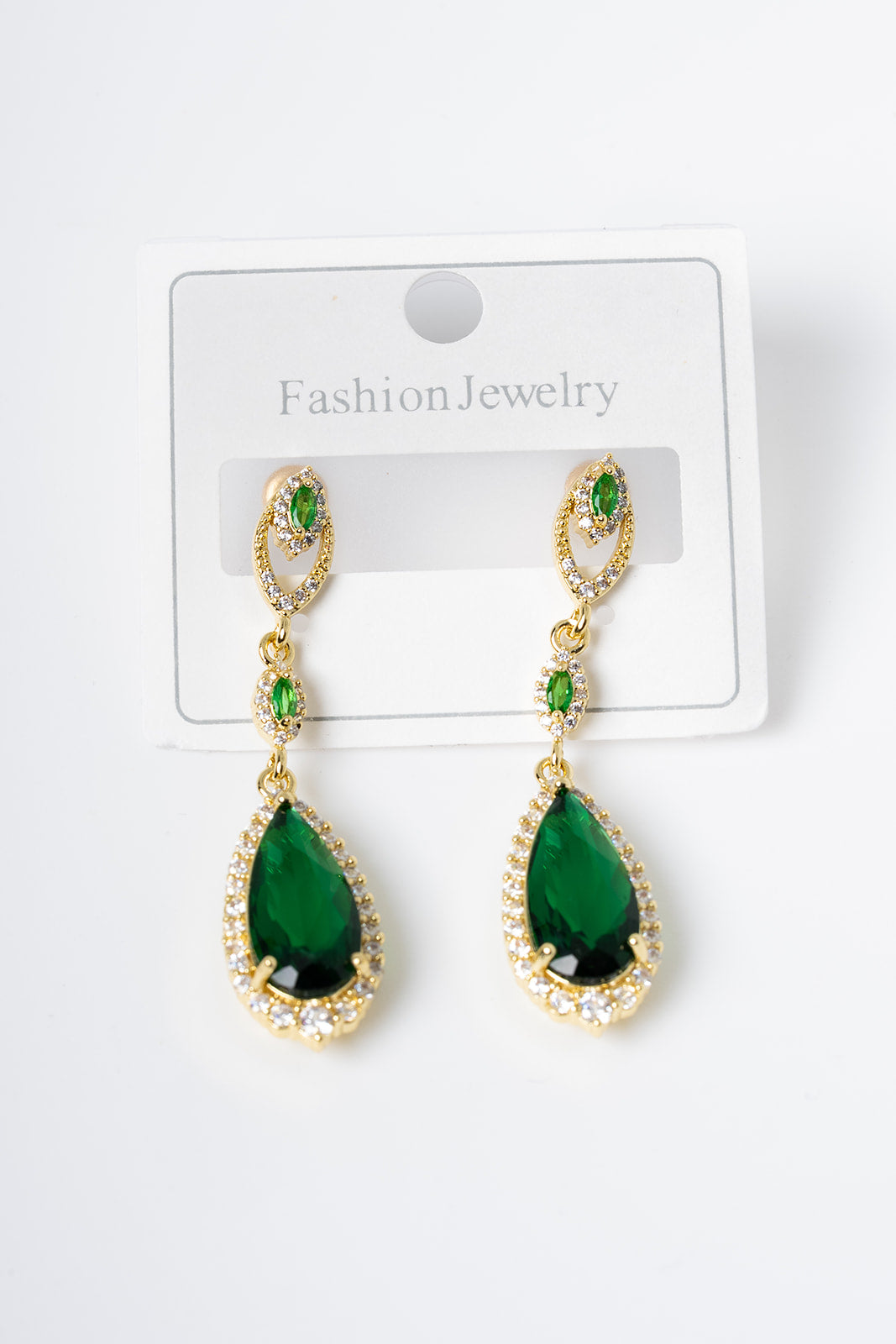 gold emeralf earrings