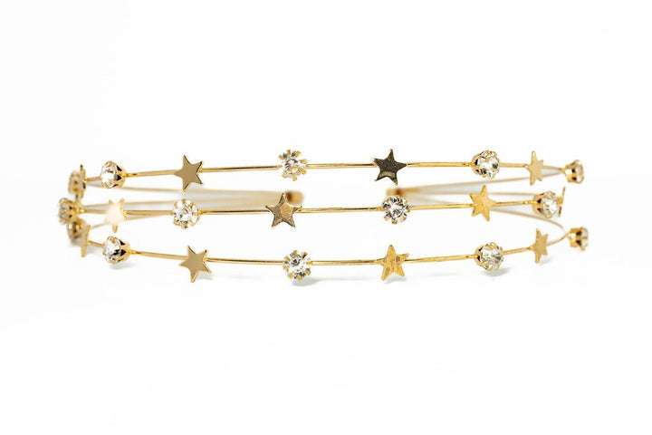 Gold Star & Crystal Triple-Band Headband