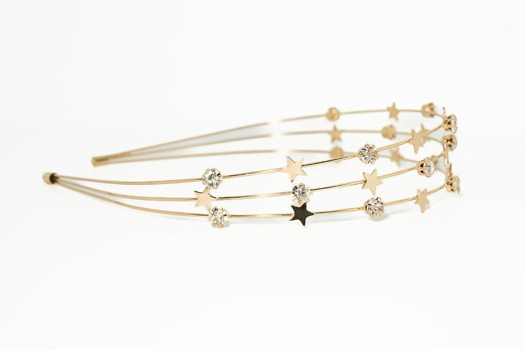 Gold Star & Crystal Triple-Band Headband