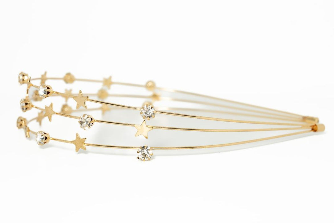 Gold Star & Crystal Triple-Band Headband