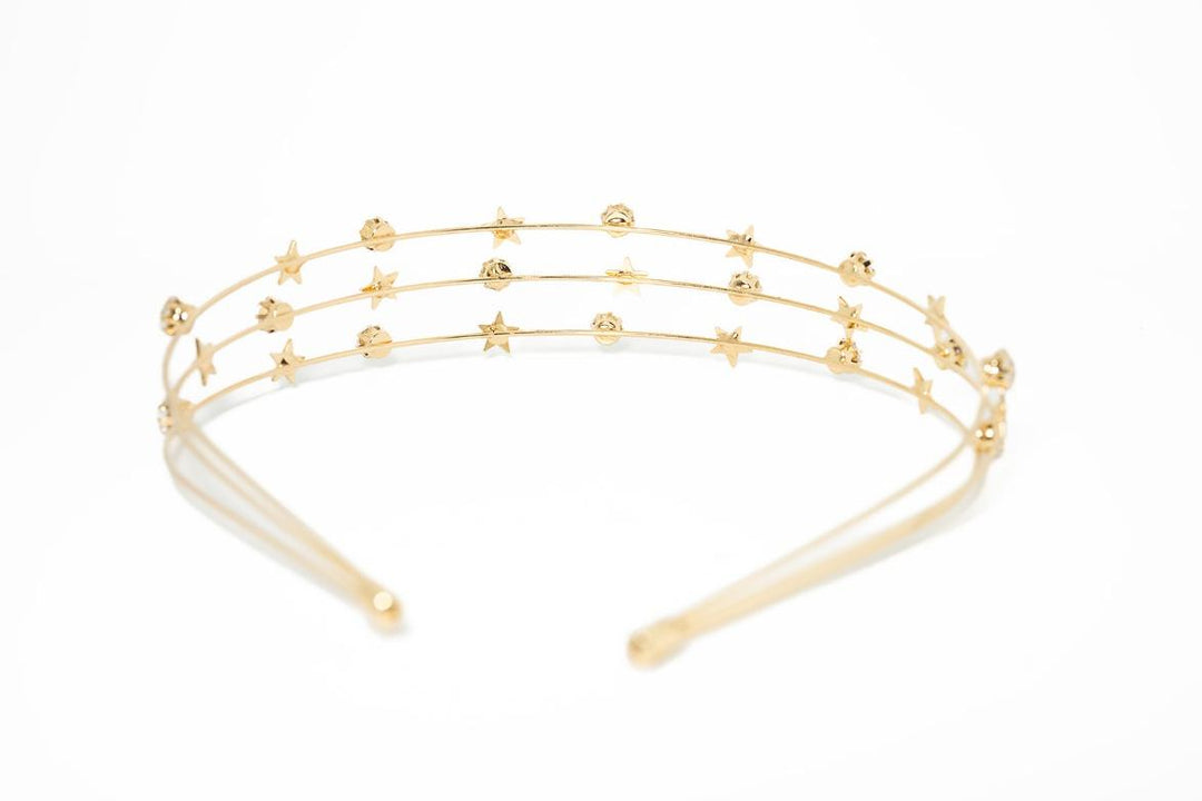 Gold Star & Crystal Triple-Band Headband