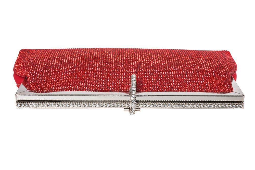 Red Stone-Embellished Clutch