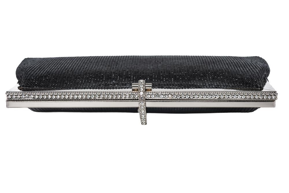Black Stone-Embellished Clutch