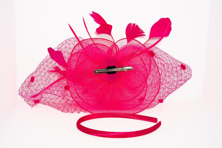 Niamh Hot Pink Net Fascinator