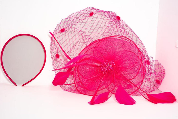 Niamh Hot Pink Net Fascinator