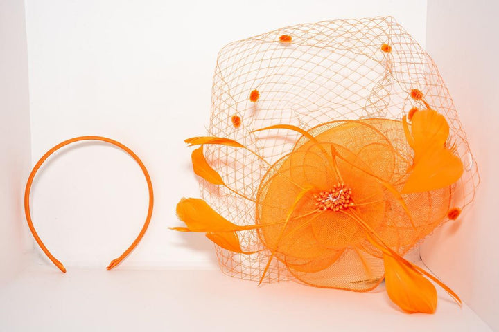 Niamh Orange Net Fascinator